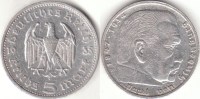 5 Reichsmark 1935 Deutsches Reich Hindenburg ohne Hk E vz ss